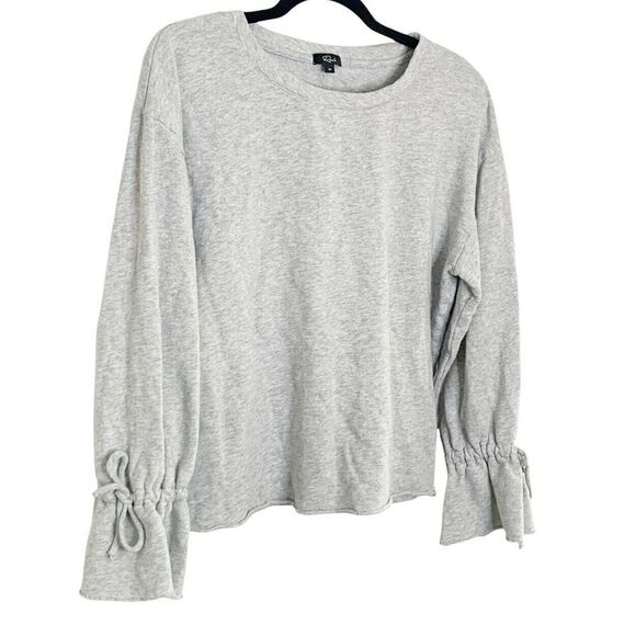 Rails Grey Heather Ruffle Tie Sleeve Crew Neck Marilyn Top Size Medium - Picture 2 of 8